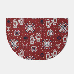Knitted Winter Christmas Decorative Pattern Doormat