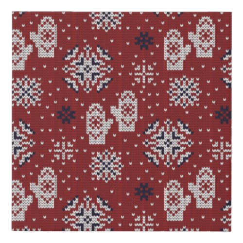 Knitted Winter Christmas Decorative Pattern Faux Canvas Print