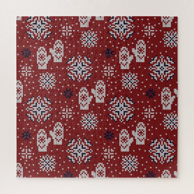 Knitted Winter Christmas Decorative Pattern Jigsaw Puzzle (Vertical)