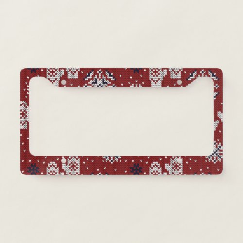 Knitted Winter Christmas Decorative Pattern License Plate Frame