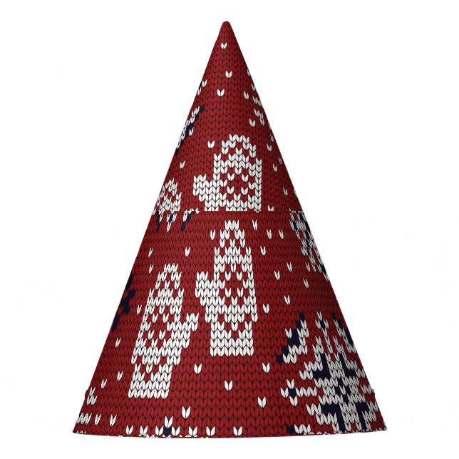 Knitted Winter Christmas Decorative Pattern Party Hat (Front)
