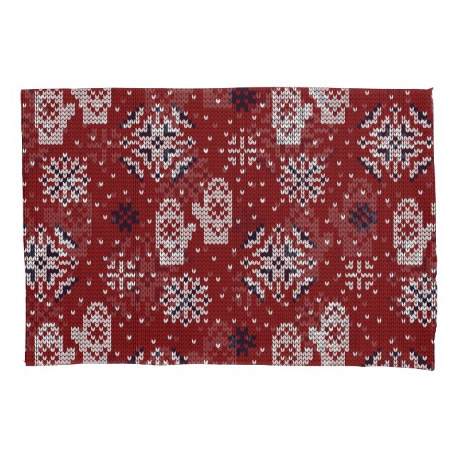 Knitted Winter Christmas Decorative Pattern Pillow Case (Front)