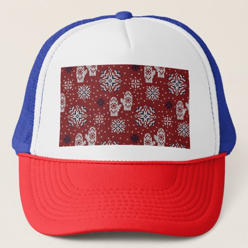 Knitted Winter Christmas Decorative Pattern Trucker Hat