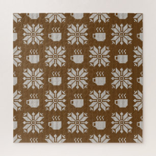 Knitted Winter: Decorative Tea Cups Jigsaw Puzzle