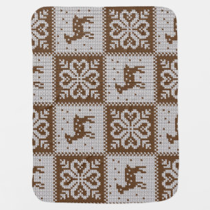 Knitted winter deers: vintage pattern. baby blanket