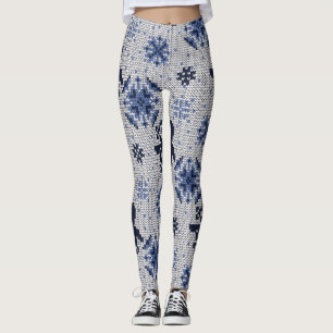 Knitted Winter Penguins Decorative Pattern Leggings