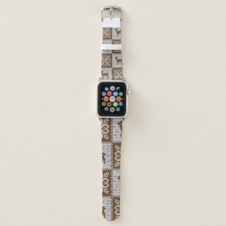 Knitted winter vintage seamless decorative pattern apple watch band
