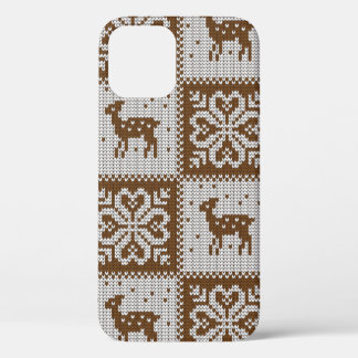 Knitted winter vintage seamless decorative pattern iPhone 12 case