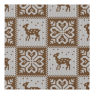 Knitted winter vintage seamless decorative pattern faux canvas print