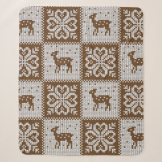 Knitted winter vintage seamless decorative pattern sherpa blanket