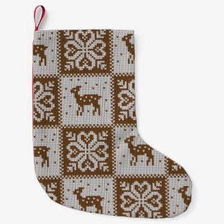 Knitted winter vintage seamless decorative pattern small christmas stocking