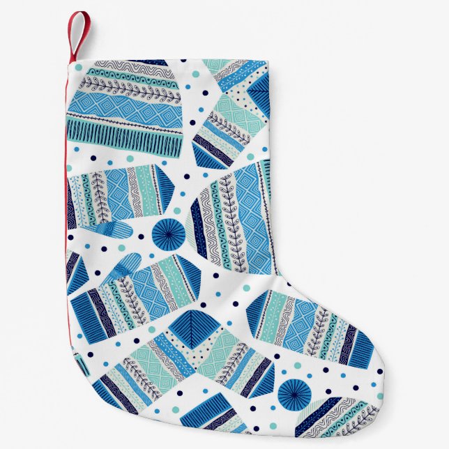 Knitted Winterwear: Cozy Seamless Pattern. Small Christmas Stocking (Front)