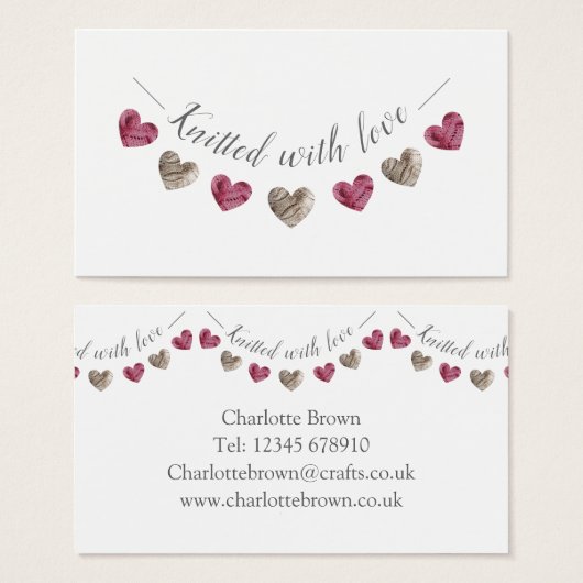 knitted with love gift or business card (Front & Back)