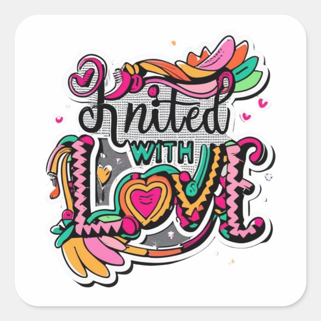 Knitted with Love Sticker - Handmade Affection for (Front)