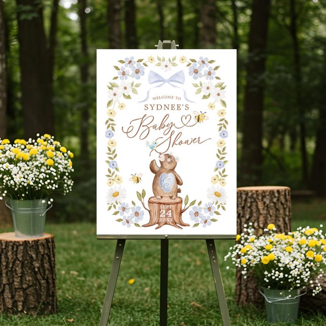 Knitted Woodland Bear Floral Baby Shower Welcome Foam Board (Knitted Woodland Bear Floral Baby Shower Welcome Foam Board)