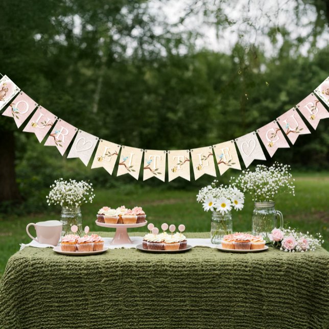 Knitted Woodland Bear Little baby Girl Cub Shower Bunting Flags (Knitted Woodland Bear Little baby Girl Cub Shower Bunting Flags)