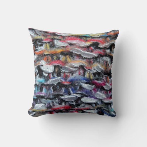 Knitted wool yarn colorful abstract throw pillow