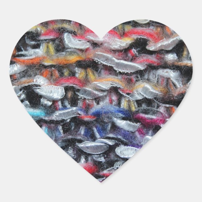 Knitted wool yarn colorful heart sticker (Front)