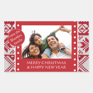 Knitted Xmas Rectangular Sticker
