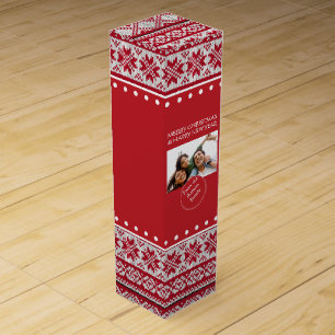 Knitted Xmas Red/White Wine Gift Box
