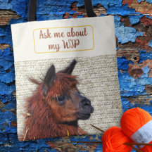 Knitter Alpaca Custom WIP Saying Project