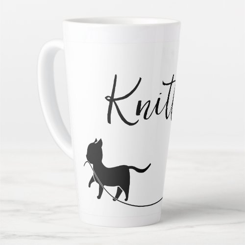Knitter Cat n Yarn Minimalist Latte Mug