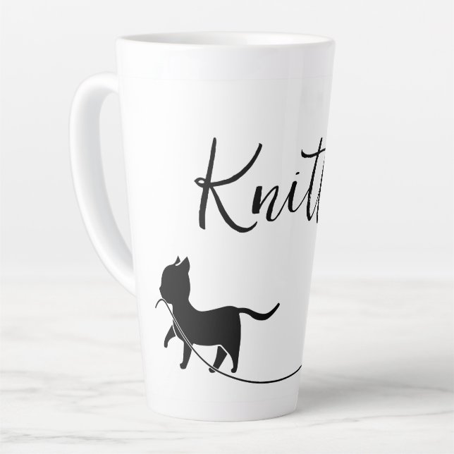 Knitter Cat n Yarn Minimalist Latte Mug (Left Angle)