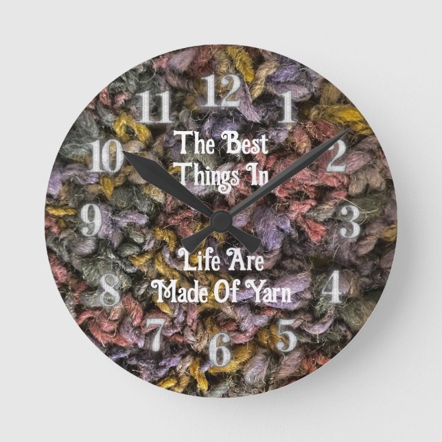 Knitter Colorful Crochet Crafty Love Yarn Round Clock (Front)
