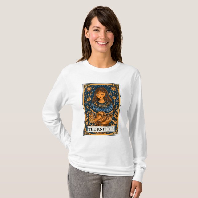 Knitter Knitting Tarot Theme T-Shirt (Front Full)