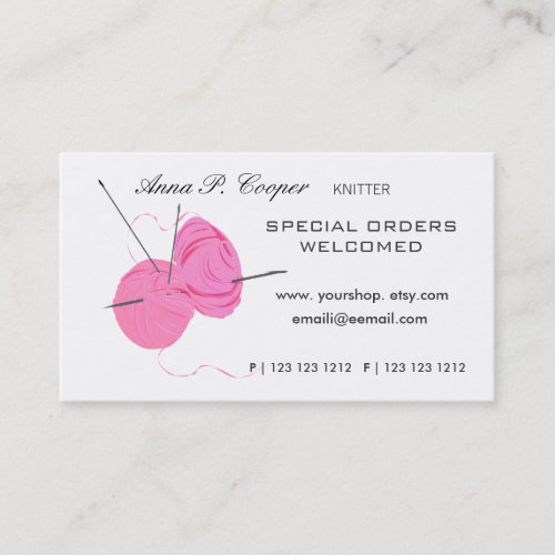 Knitter Yarn'n Needles Business Cards