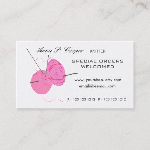 Customizable Knitter Yarn'n Needles Business Cards