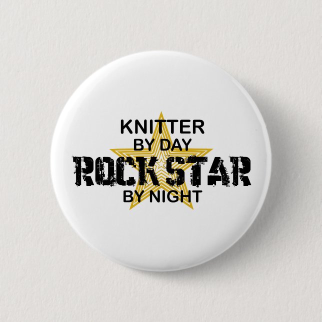 Knitter Rock Star by Night Pinback Button (Front)