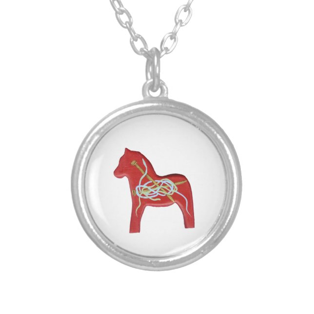 Knitter's Dala Horse Necklace (Front)