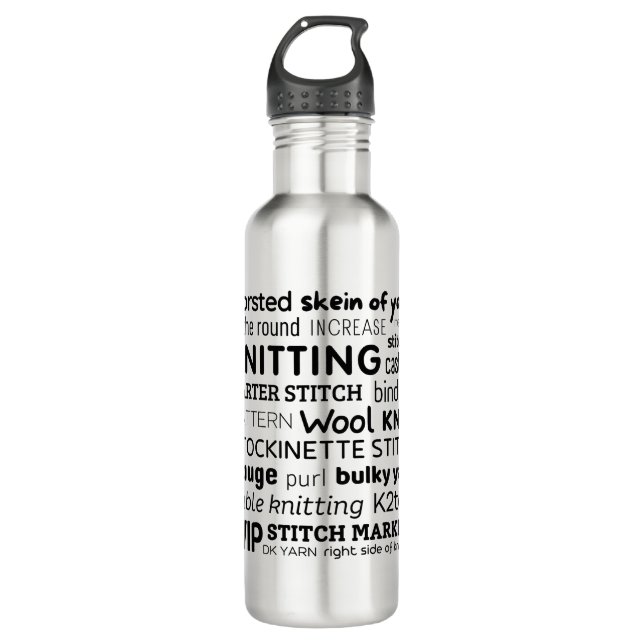 Knitter's Favorite Words Stainless Water Bottle  (Front)