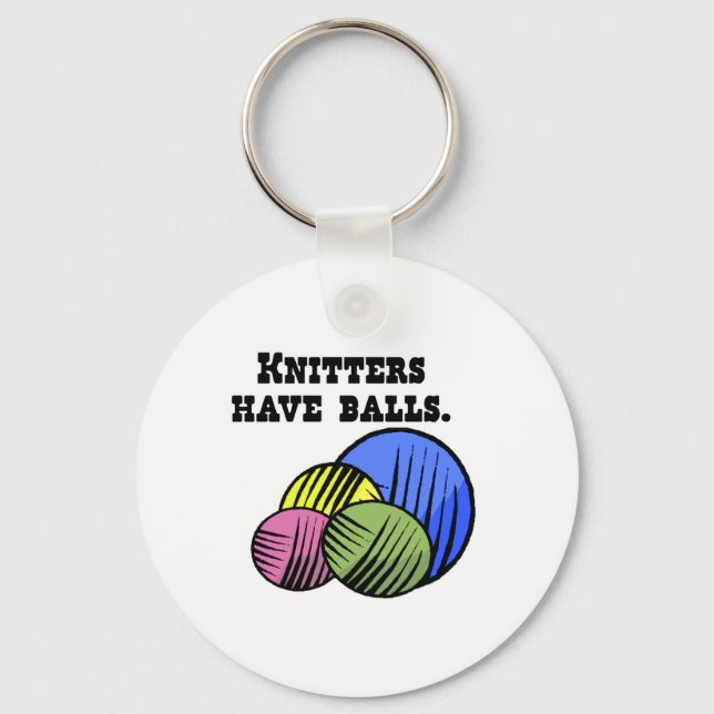 knitters have balls keychain (Front)