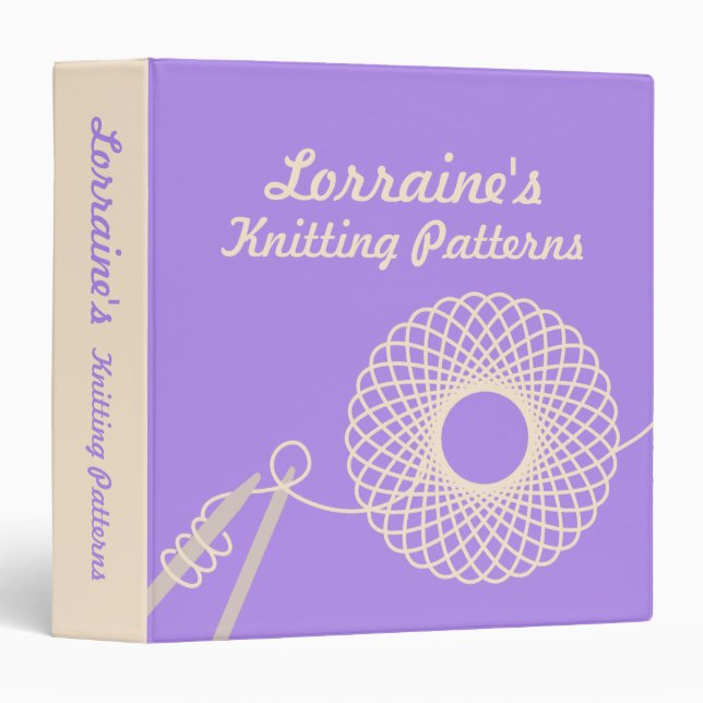 Knitters Knitting patterns purple & cream folder (Front/Spine)