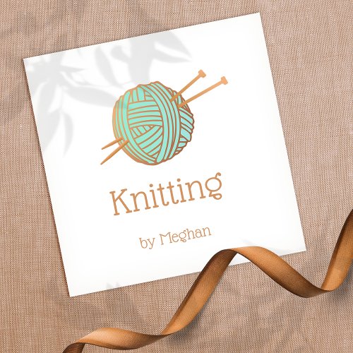 Knitters Knitting Yarn Ball Logo Square Business Card