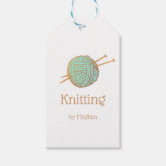 Hand drawn crayon yarn crochet hooks gift tag card