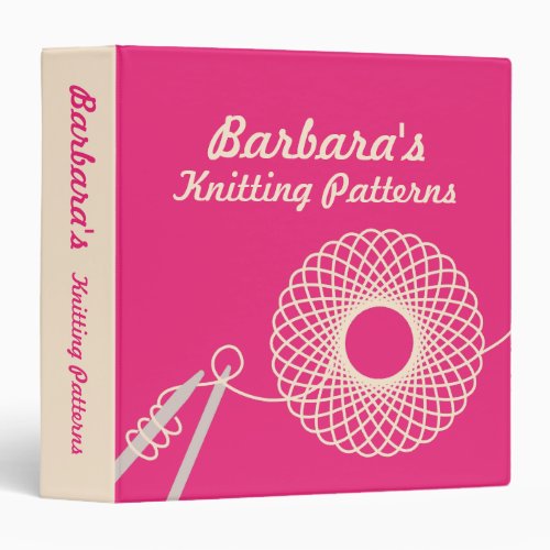 Knitters Knitting yarn pattern pink  cream folder