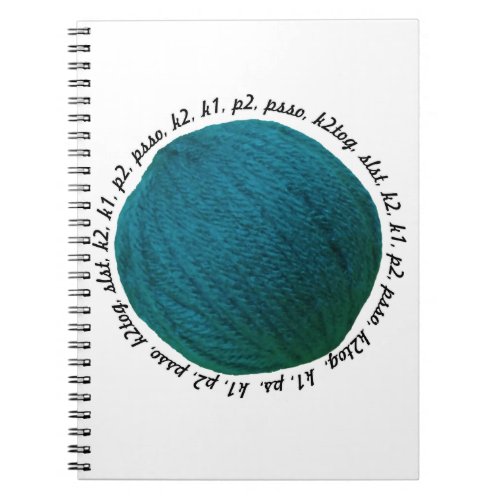 Knitters Lingo Yarn Ball Teal Notebook