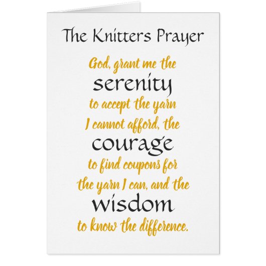 Knitters Prayer Funny Cards (Front)