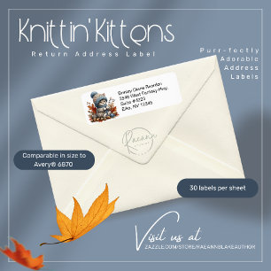 Knittin' Kitten Return Address Label