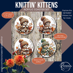 Knittin' Kittens Acrylic Coaster Set