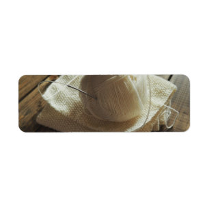 Knitting a Scarf with Soft Wool Yarn Label