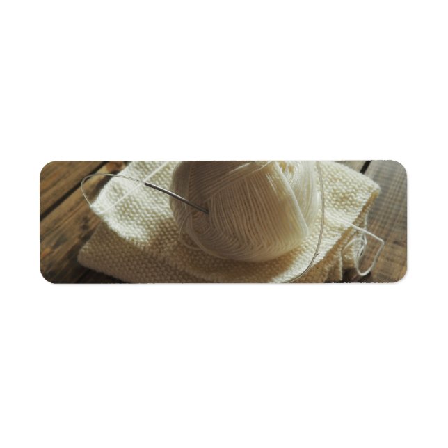 Knitting a Scarf with Soft Wool Yarn Label (Front)