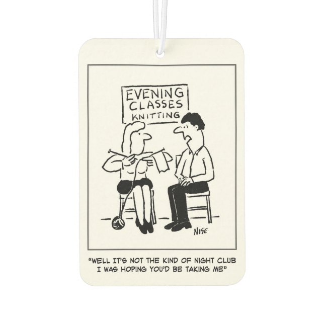 Knitting Adult Education Evening Class Night Club Car Air Freshener (Back)