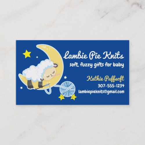 Knitting all night cute sheep lamb knitters business card