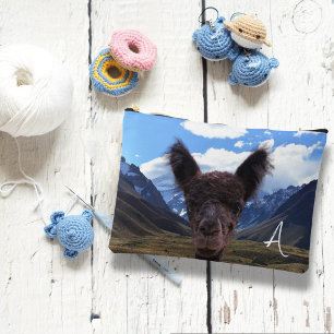 Knitting Alpaca and Mountains Monogram Supplies Accessory Pouch