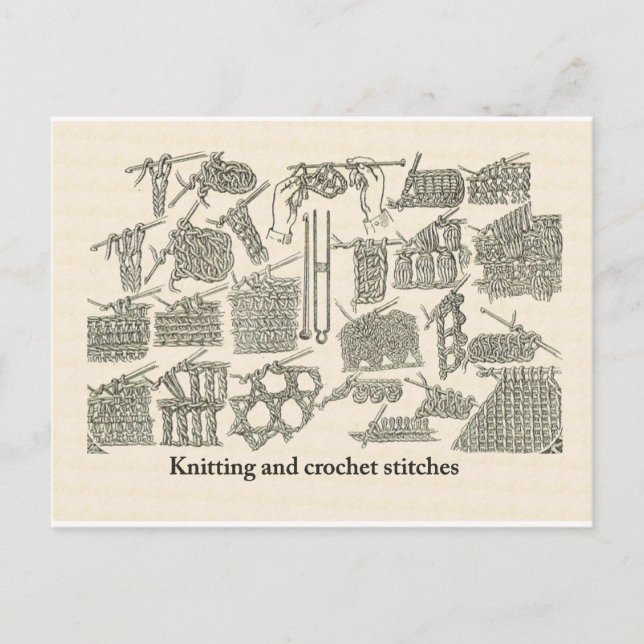 Knitting and crochet stitches postcard (Front)