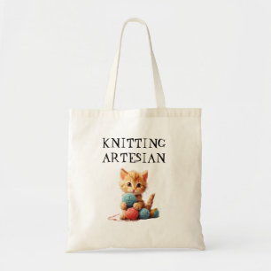 Knitting Artesian Personalize Text Name Pet Photo Tote Bag